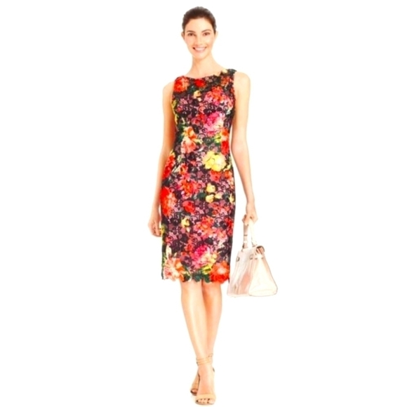 𝅺adrianna Papell lace overlay Sleeveless Dress - Picture 1 of 17